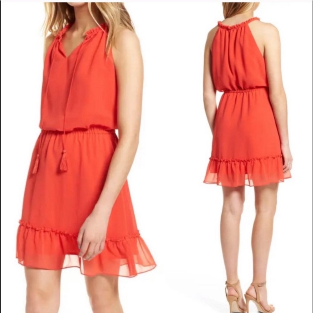 NWT Cupcakes and Cashmere Damien Chiffon Ruffled Dress